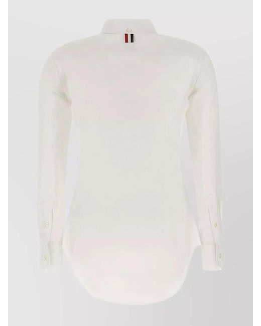 Thom Browne White Cotton Long-Sleeve Button-Down Shirt