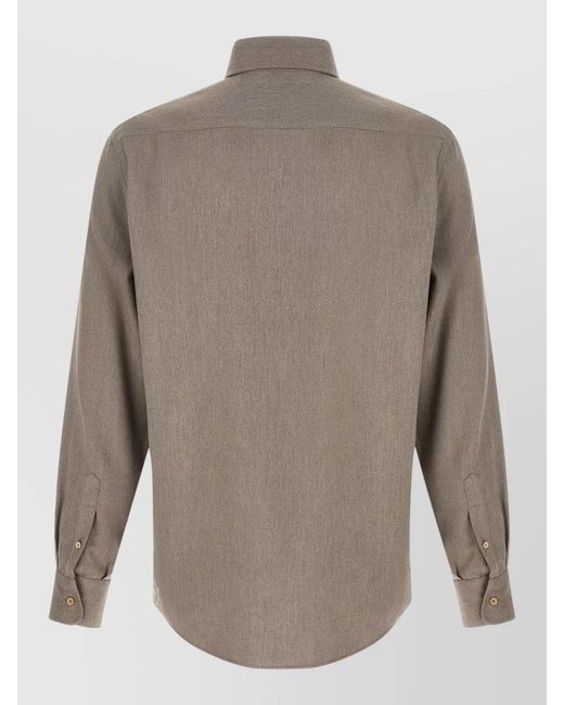 Brunello Cucinelli Brown Herringbone Shirt for men