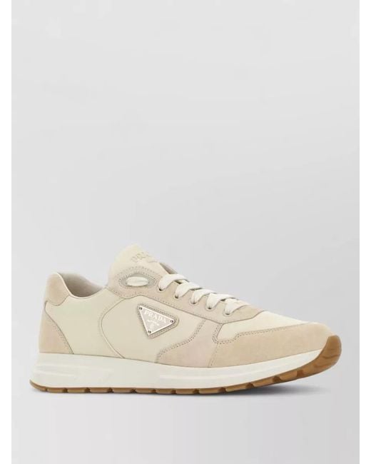 Prada Natural Re-Nylon And Suede Low-Top Sneakers for men
