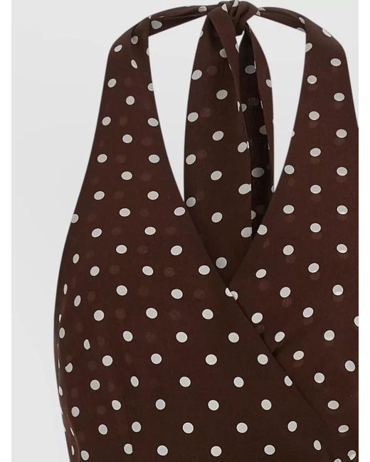 P.A.R.O.S.H. White Halterneck Wrap Top Tie Waist Polka Dots