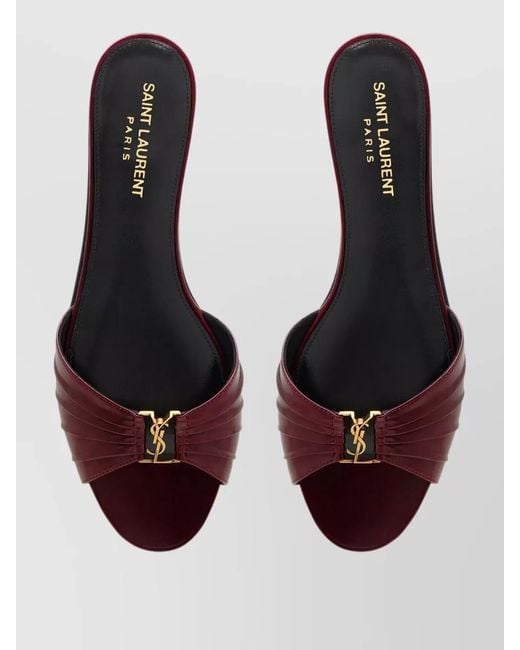 Saint Laurent Brown Leather Gathered Babylone Mules