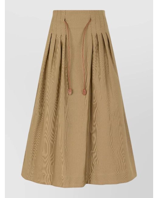 Max Mara Natural Cotton Pleated Maxi Skirt