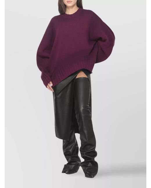 The Attico Purple Wool Cashmere Oversized Crewneck Jumper