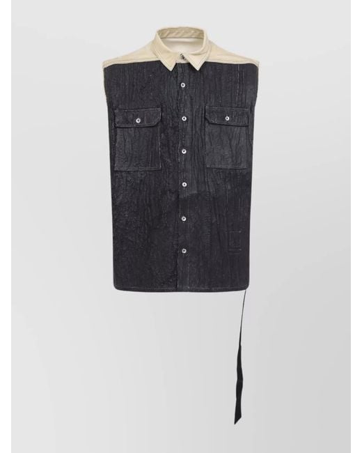 Rick Owens Blue Denim Sleeveless Shirt Jacket for men