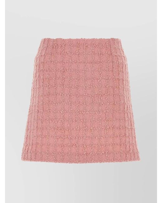 Versace Pink Virgin Wool Mohair Tweed High-Rise Mini Skirt