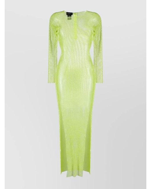 Santa Brands Green Rhinestone-Embellished Mesh Maxi Dress