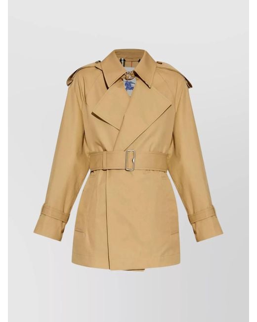 Burberry Natural Cotton Double-Breasted Belted Trench Jacket