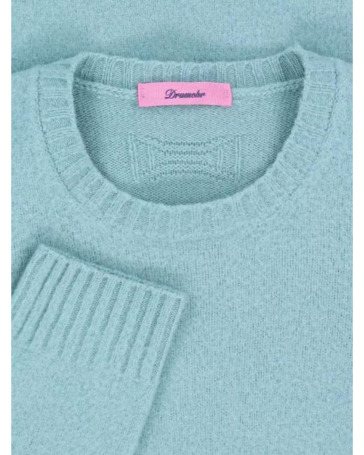 Drumohr Blue Lightweight Crew Neck Knit Long Sleeve Sweater for men