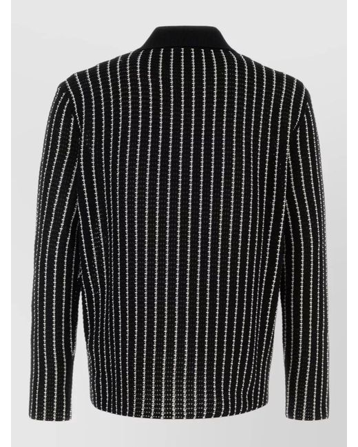 Jil Sander Black Cotton Crochet Cardigan for men
