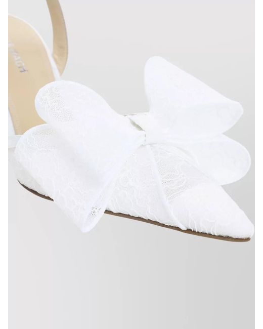 Mach & Mach White Leather Lace Slingback Pumps