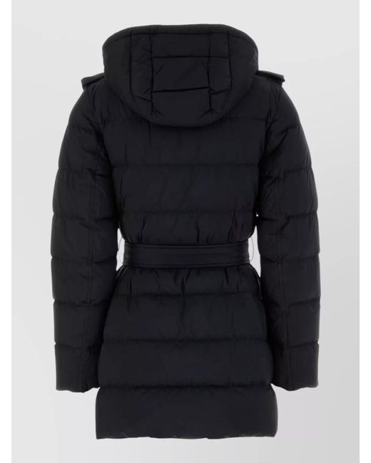 Burberry Black Down Belted Quilted Parka Coat