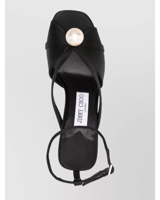 Jimmy Choo Multicolor Pearl-Embellished Satin Ankle-Strap Sandals