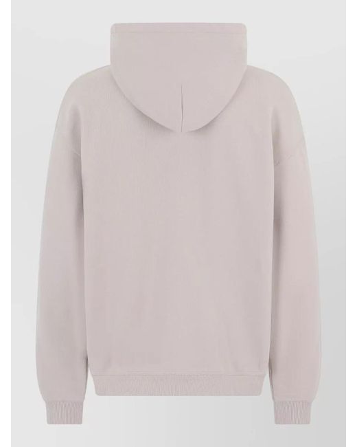 Represent White Hooded Logo Zip Cotton Sweatshirt for men