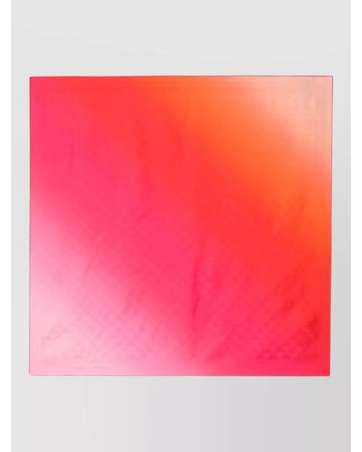 Prada Red Gradient Satin Square Lightweight Soft Scarf