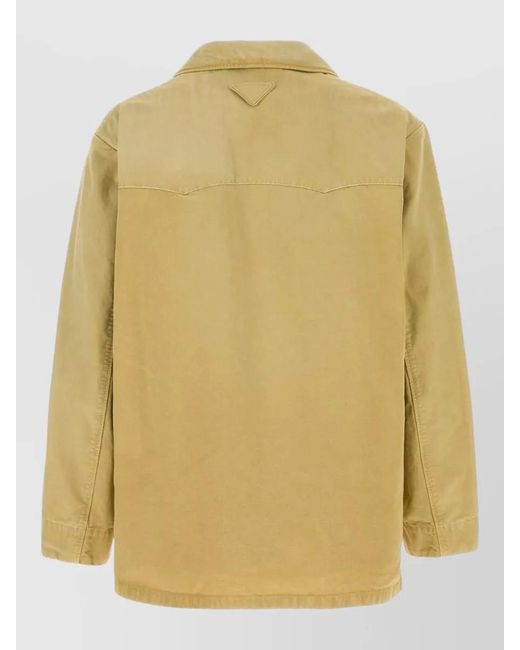 Prada Yellow Cotton Jacket Collared Design Four Pockets for men
