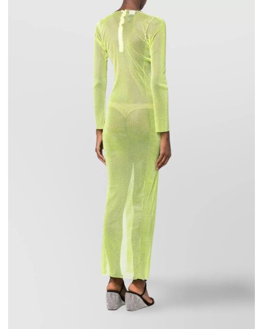 Santa Brands Green Rhinestone-Embellished Mesh Maxi Dress