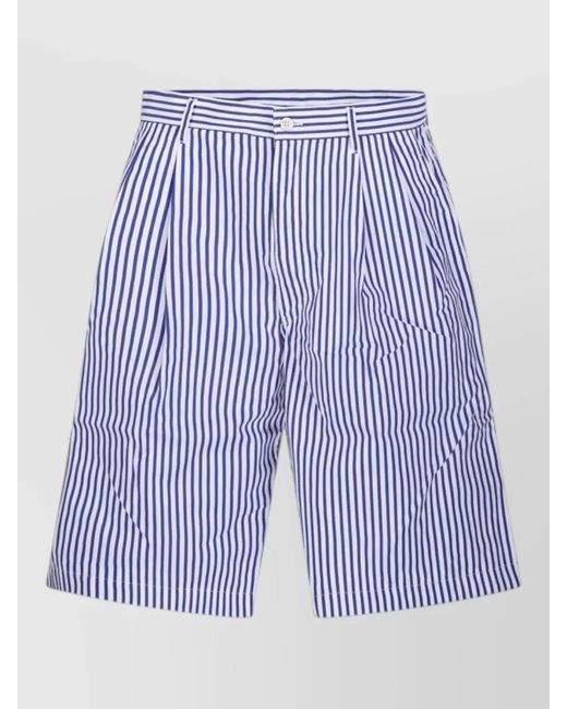 Comme des Garçons Blue Striped Shorts Belt Loops Side And Back Pockets for men
