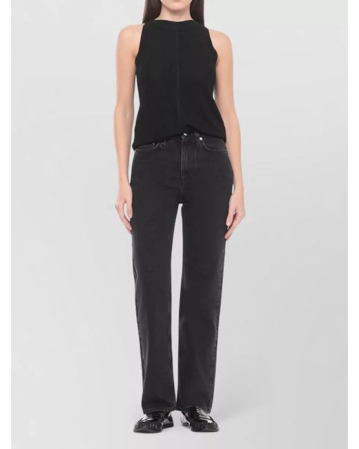 Loulou de Saison Gray High Waist Straight Leg Cotton Jeans