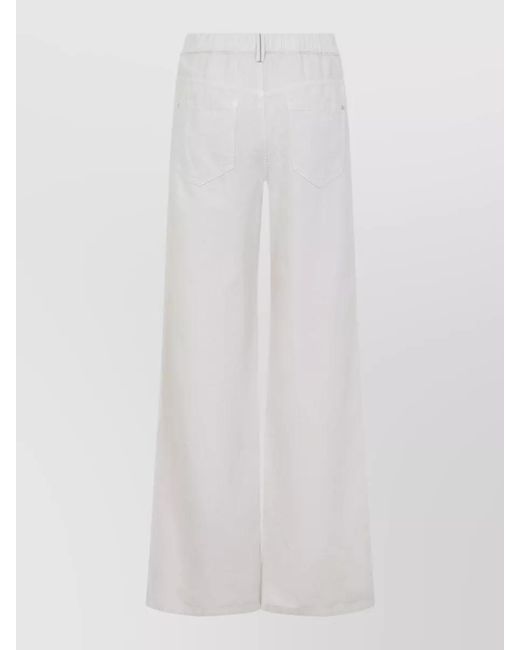Brunello Cucinelli White Cotton Linen Wide-Leg Trousers