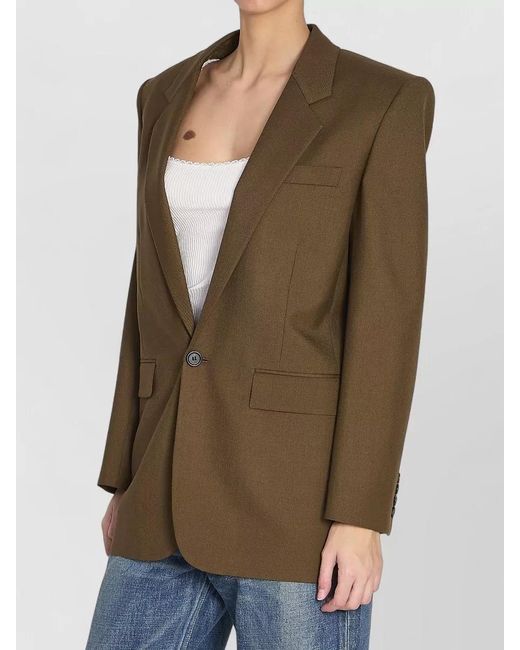 Saint Laurent Green Wool Single-Breasted Blazer