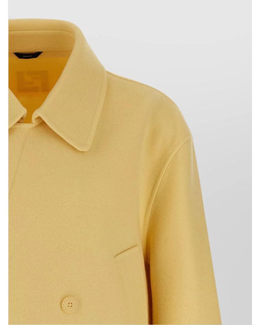 Fendi Yellow Wool Double-Breasted Peacoat for men