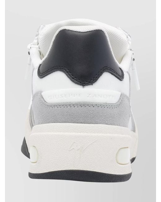 Giuseppe Zanotti White Contemporary Low Top Sneakers With Zip Detail for men