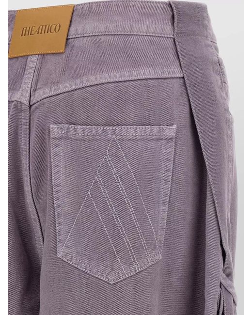 The Attico Purple Denim Wide-Leg Trousers