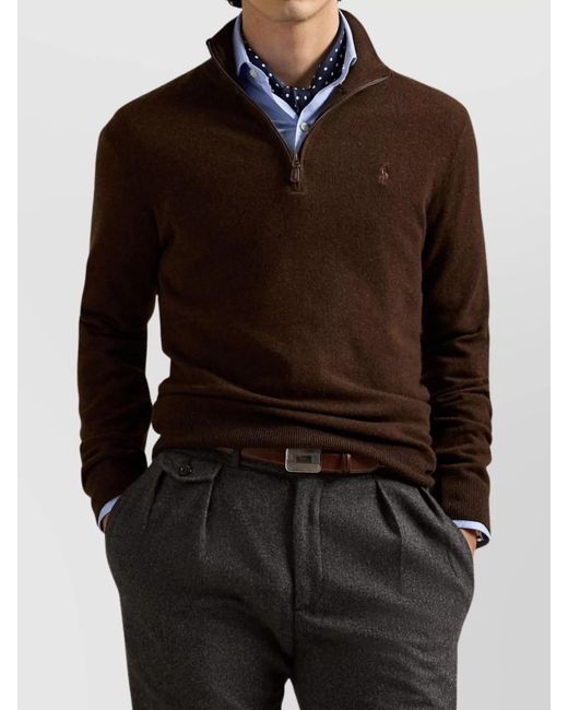 Polo Ralph Lauren Brown Ribbed Cuff And Hem Knit Sweater for men