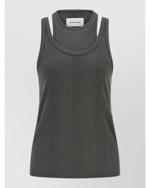 ARMARIUM Gray Filippa Sleeveless Round Neck Ribbed Top