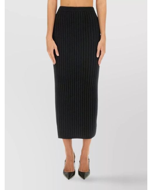 Max Mara Black Cashmere Fitted Skirt