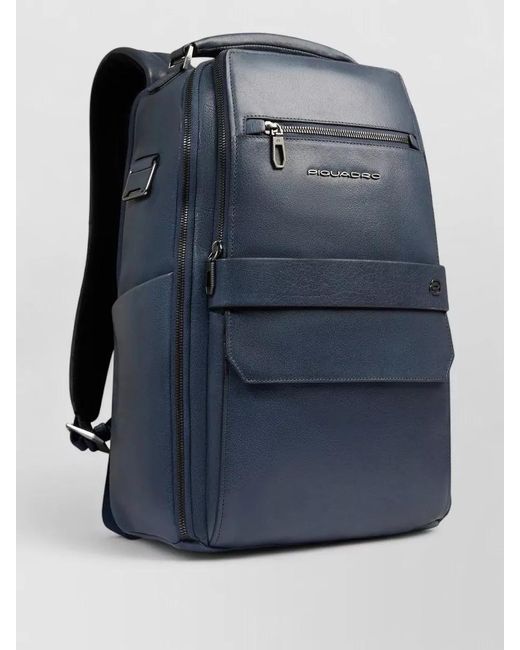Piquadro Blue Laptop Backpack 156 Inch Front Pocket for men