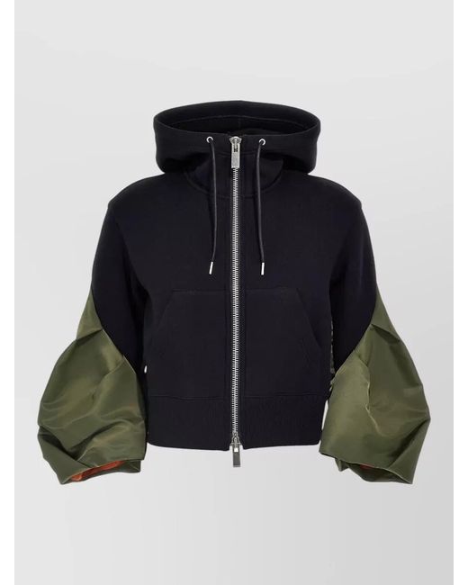 Sacai Black Cotton Blend Hooded Jacket