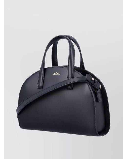 A.P.C. Blue Demi-Lune Small Leather Cross-Body Bag