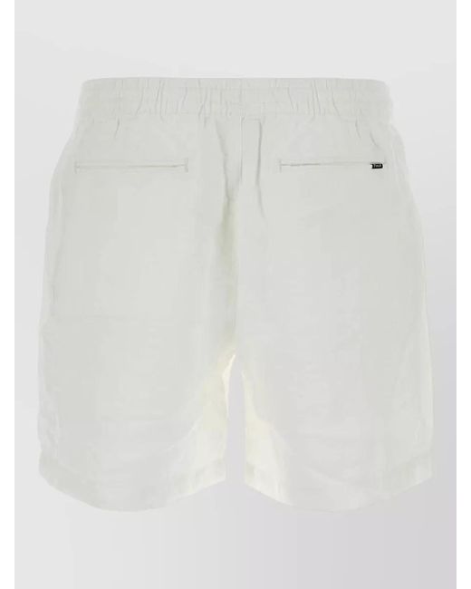 Polo Ralph Lauren White Linen Bermuda Shorts Featuring Back Pockets for men
