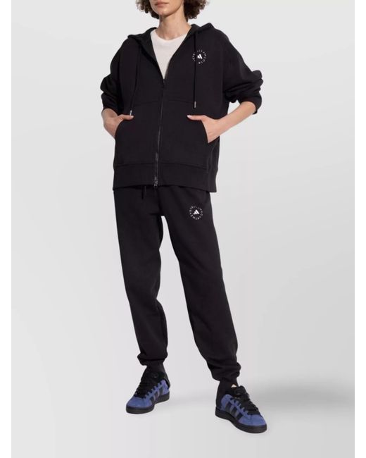 Adidas By Stella McCartney Blue Organic Cotton Logo Hoodie With Kangaroo Pocket