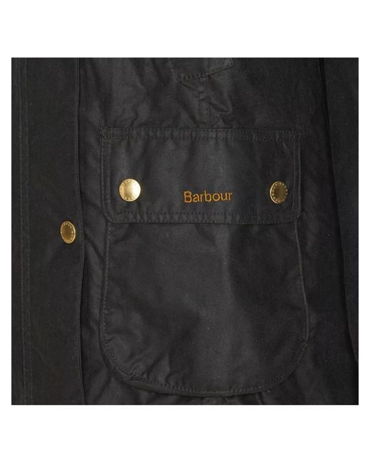 Barbour Black Modern Beadnell Wax Jacket With Corduroy Collar