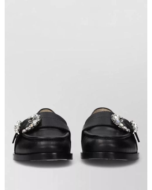Jimmy Choo Black Leather Slip-On Loafers