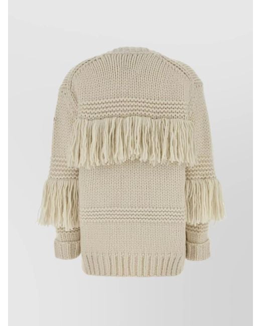 Moncler Natural Wool Crochet Oversized Cardigan