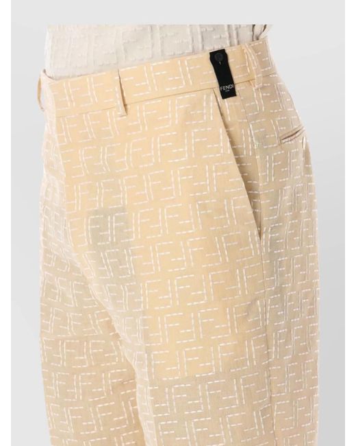 Fendi Natural Linen Blend Jacquard Bermuda Shorts for men