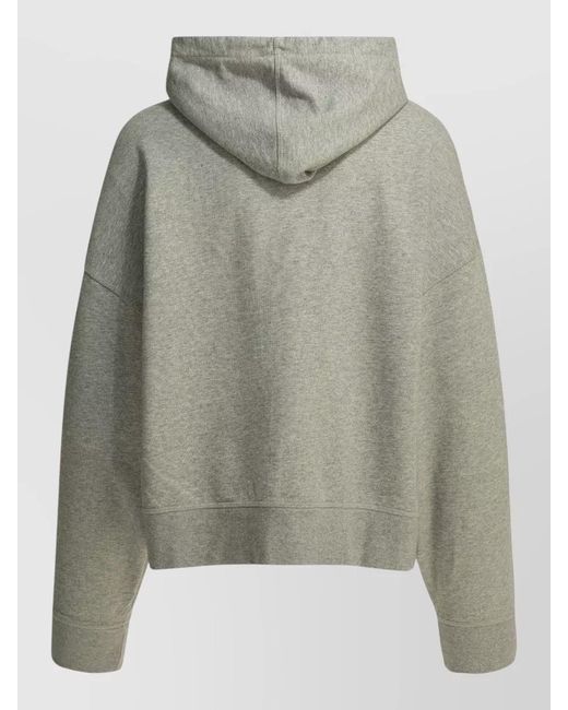 Ganni Gray Hooded Zip Logo Sweatshirt Long Sleeves