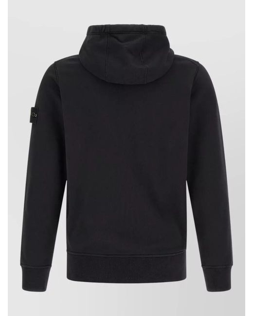 Stone Island Black Cotton Hooded Sweatshirt for men