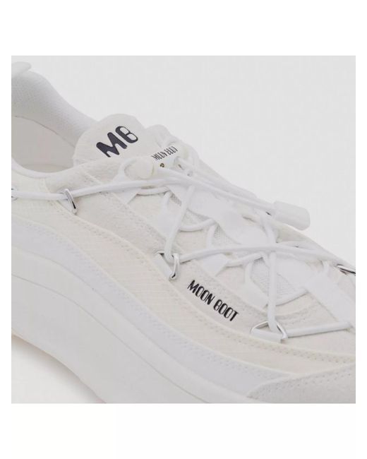 Moon Boot White Leather Low-Top Sneakers