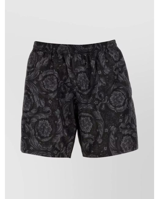 Versace Black Reversible Swimsuit With Elastic Waistband And Pockets for men