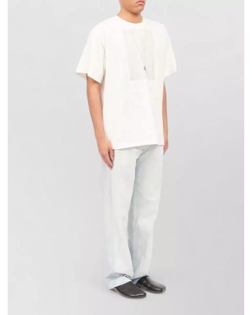 MM6 by Maison Margiela White Graphic Print Cotton Crew-Neck T-Shirt for men