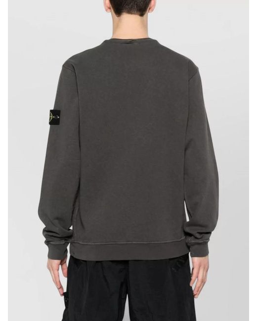 Stone Island Gray Logo Cotton Crewneck Sweatshirt Long Sleeves for men