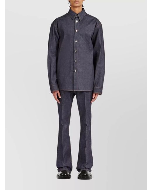 Ferragamo Blue Cotton Shirt for men