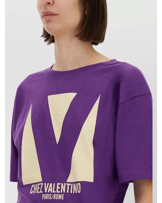 Valentino Purple Printed Cotton T-Shirt