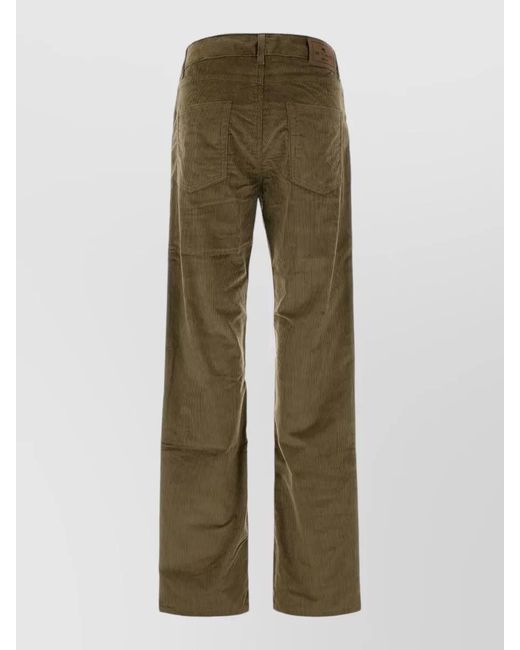Etro Green Stretch Corduroy Pants Belt Loops Pockets for men