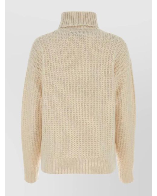 Gucci White Cashmere Silk Oversized Turtleneck Jumper