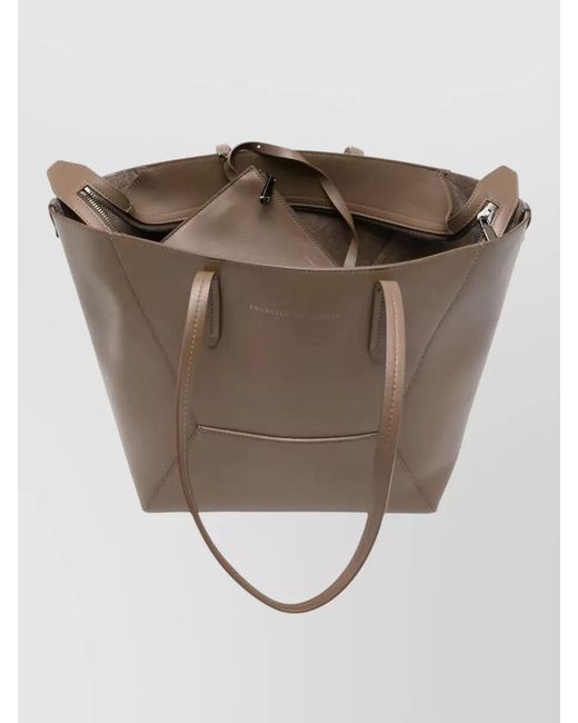 Brunello Cucinelli Natural Leather Tote Bag And Removable Pouch